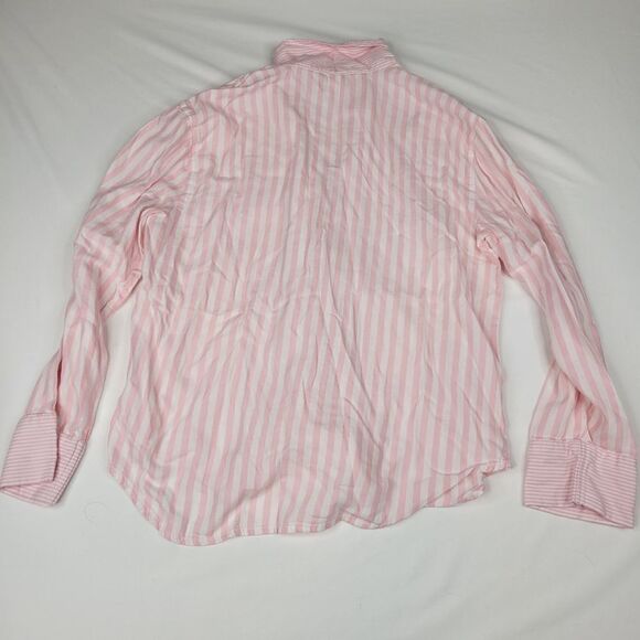M VICTORIA'S SECRET pink striped lightweight flannel sleep lounge top MEDIUM - Picture 8 of 8